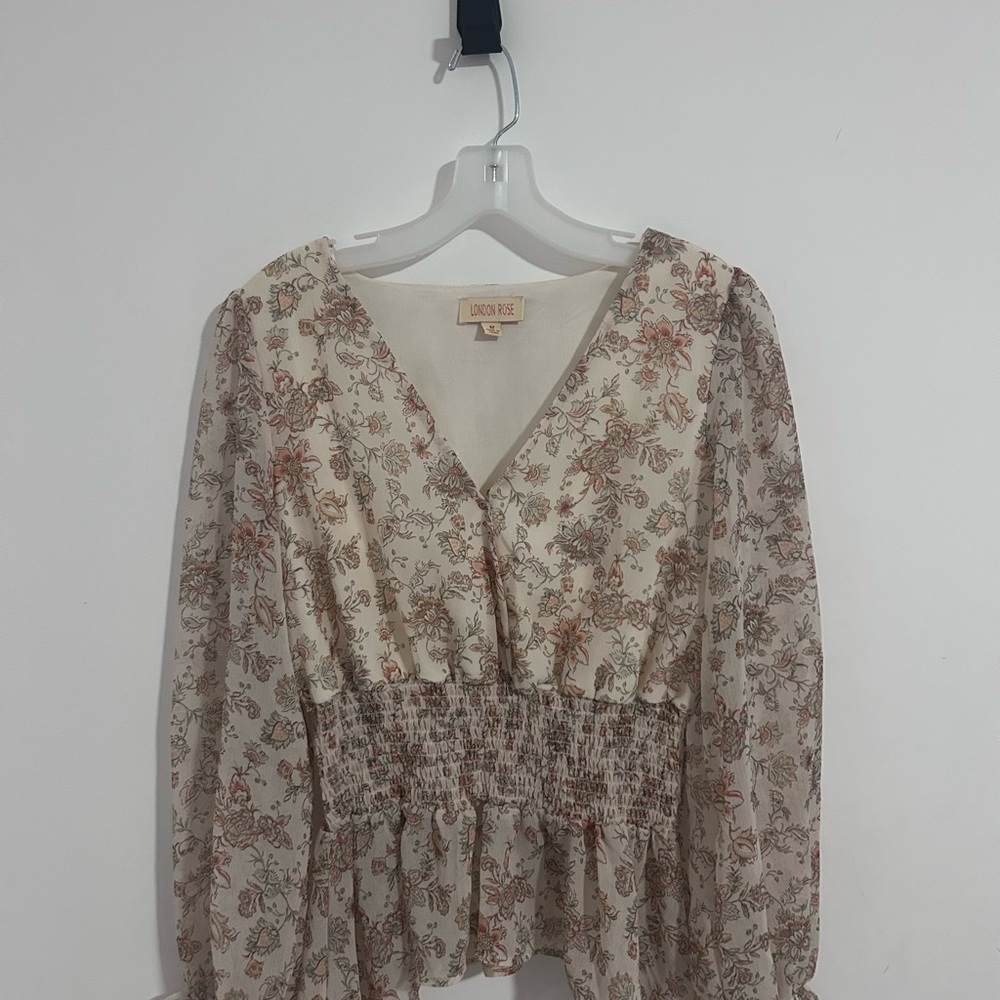 Floral Print Women's Top - Cream